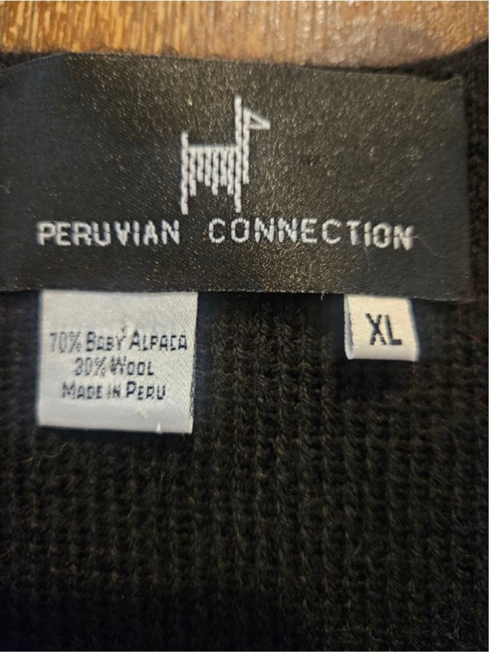 Women's Peruvian Connection Black Baby Alpaca Wool V-Neck Sweater Vest XL - Picture 3 of 12